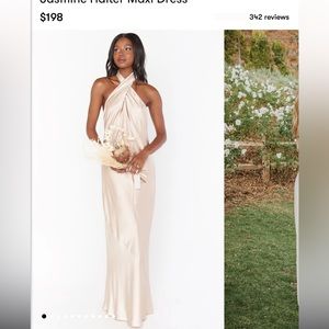 Jasmine halter maxi dress champagne luxe satin